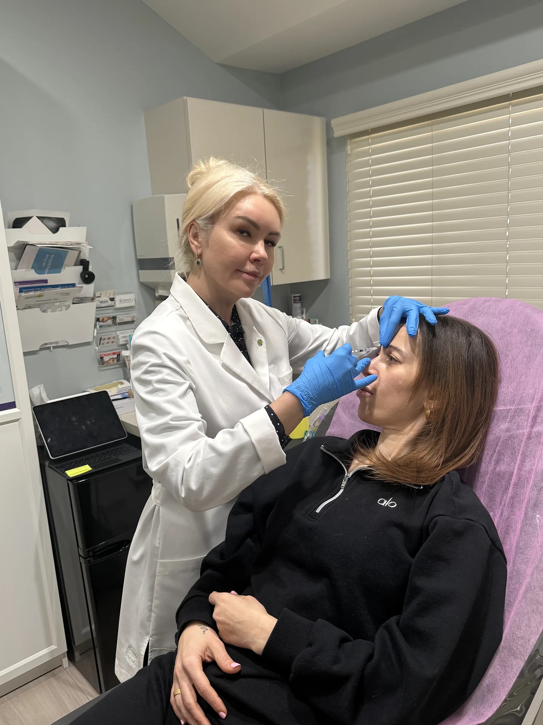Botox placed beside the nose for bunny lines