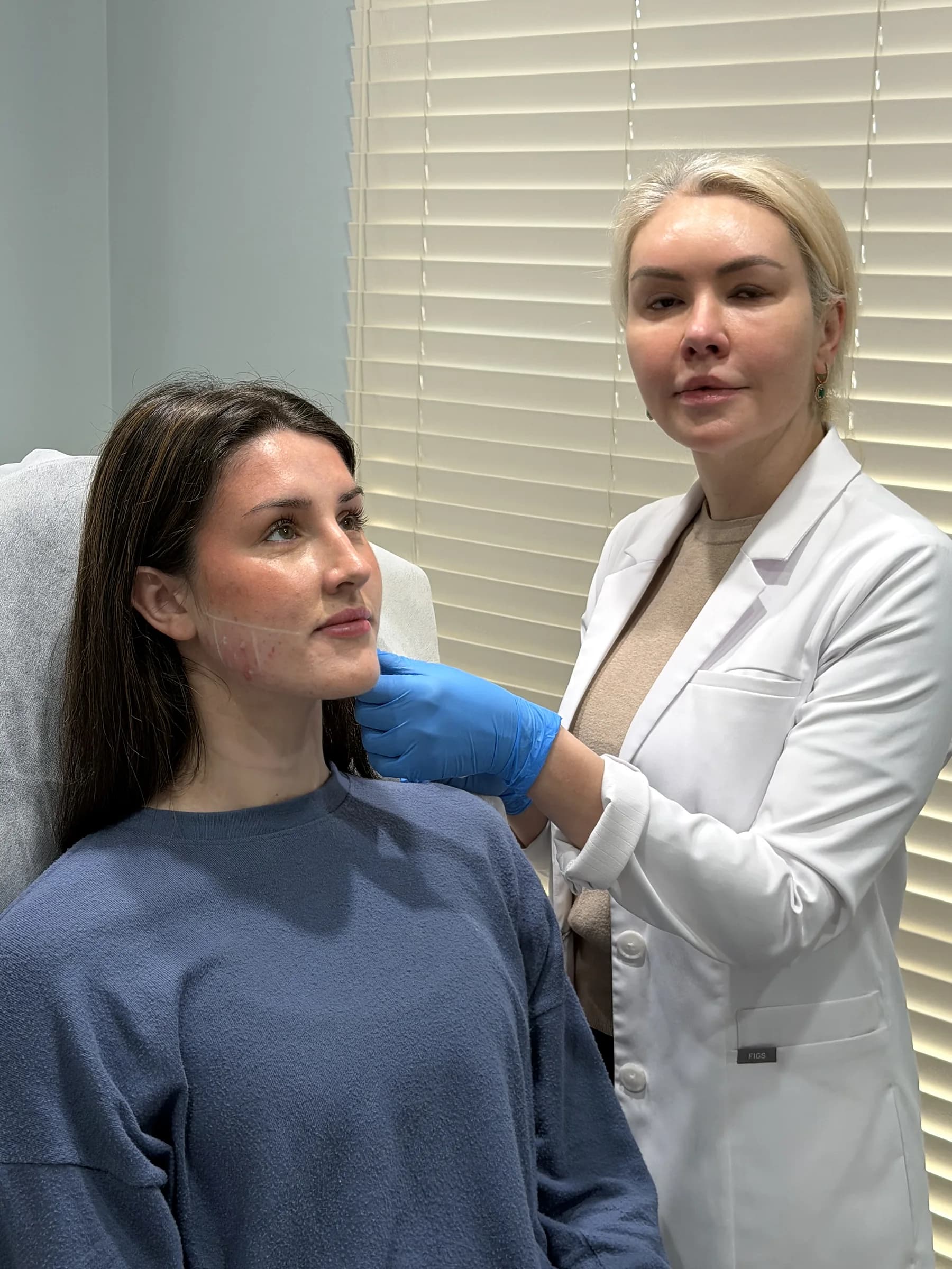 Alina McCann assessing cheek volume