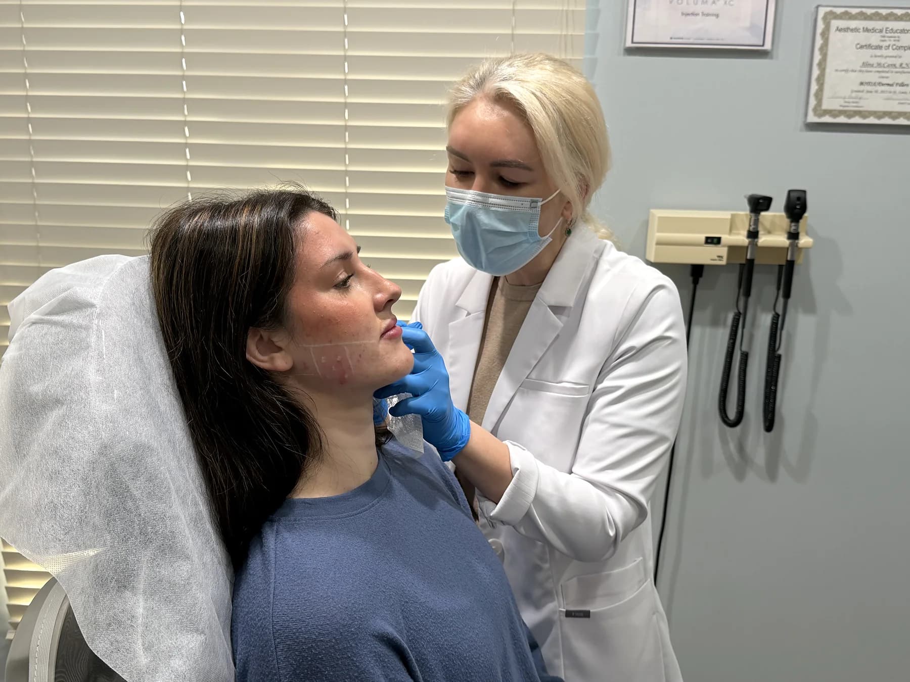 Chin filler being placed