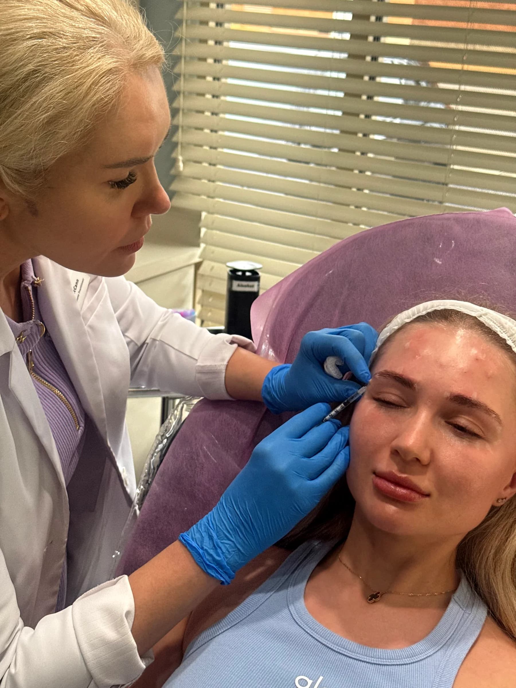 An injection placed at the outer eye