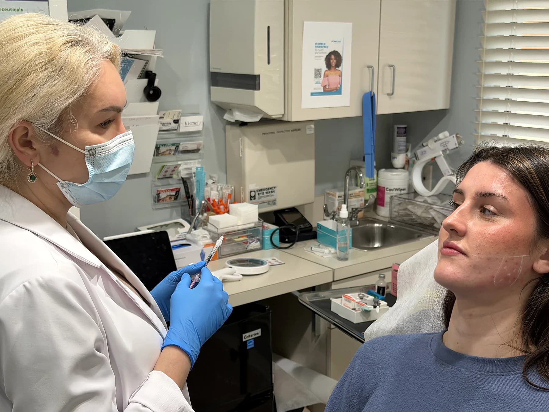 Alina McCann preparing filler at the counter