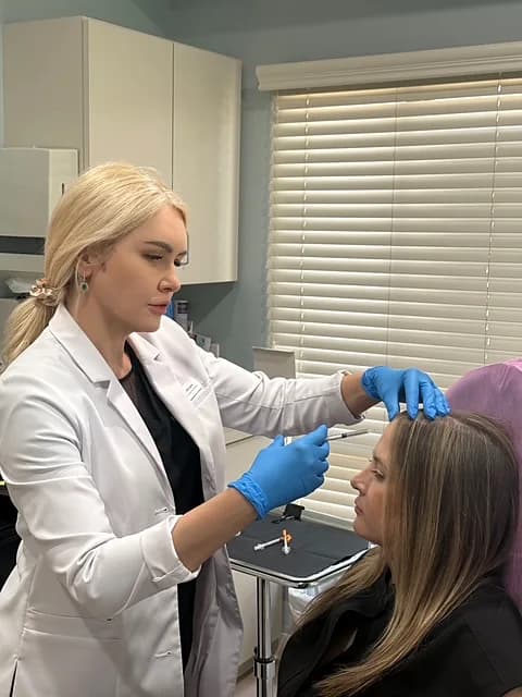 An injection in progress